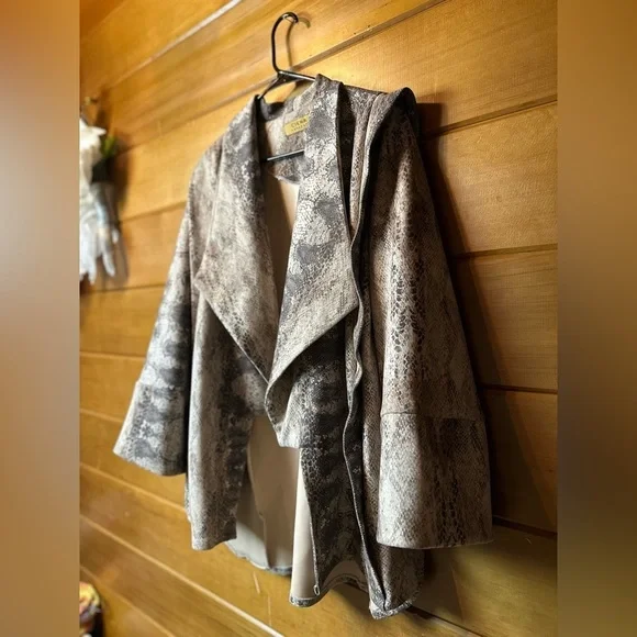 Y2K Snakeskin Drape Cross Over Jacket Women’s LARGE - Picture 12 of 13